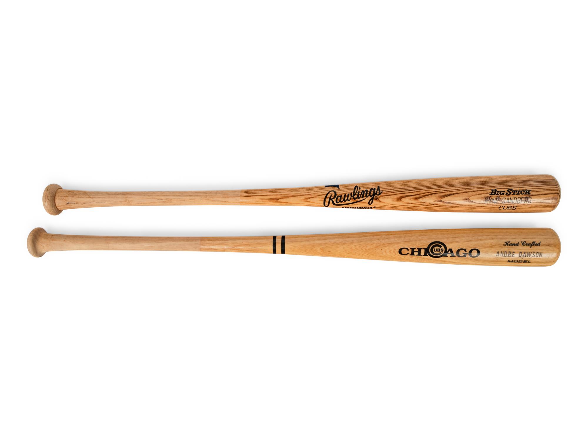 A Group of Ryne Sandberg and Andre Dawson Promotional Bats Gifted to Chicago Cubs Wrigley Field Head Scorekeeper,