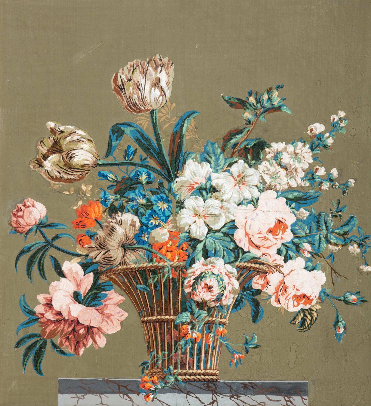 A French Painted Wallpaper Panel