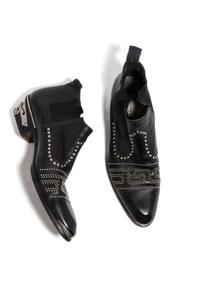 A Gianni Versace Black Leather Western Men's Ankle Boot, Size 10.