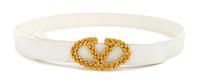 A Valentino White Leather Belt, 37"- 33" x 1.25".