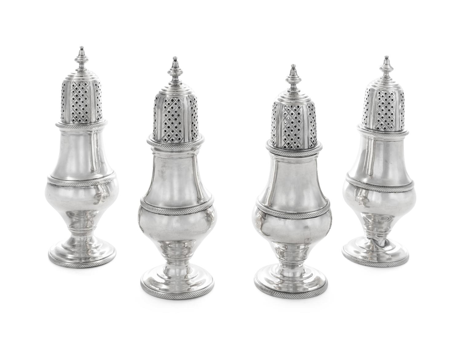 A Set of Four English Silver Casters
