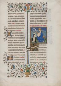 ALSATIAN ILLUMINATOR A leaf from the Neubourg Missal, with historiated initial of Cistercian monk kneeling before the Virgin and Child, illuminated manuscript on parchment, [France, Alsace, Neubourg Abbey, c. 1450]