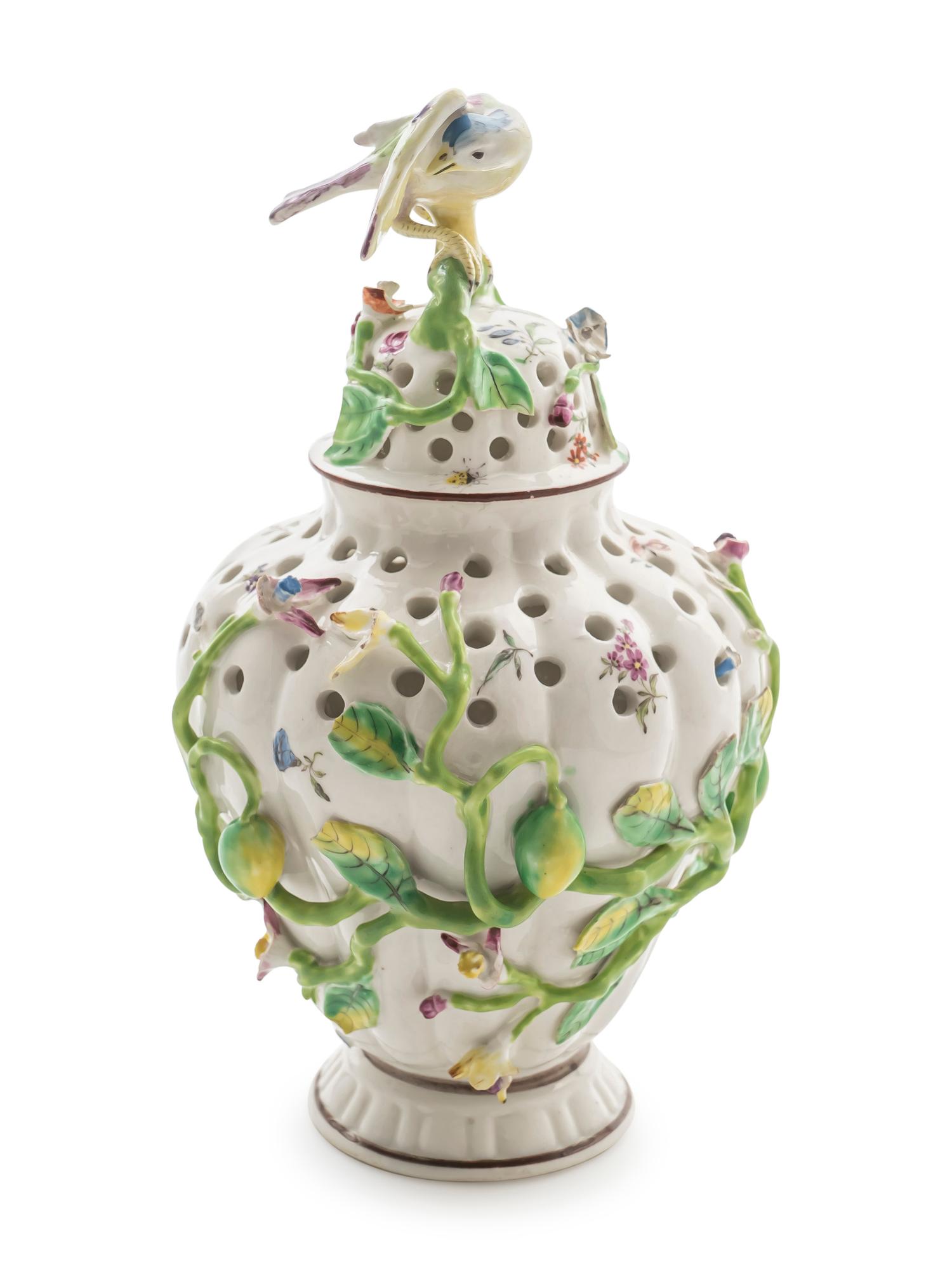 An English Porcelain Potpourri Vase with Lid — C. 1770