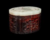 A White Jade and Rosewood Covered Box
