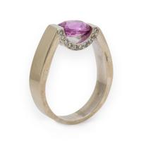 Pink Sapphire, Diamond, and White Gold Ring