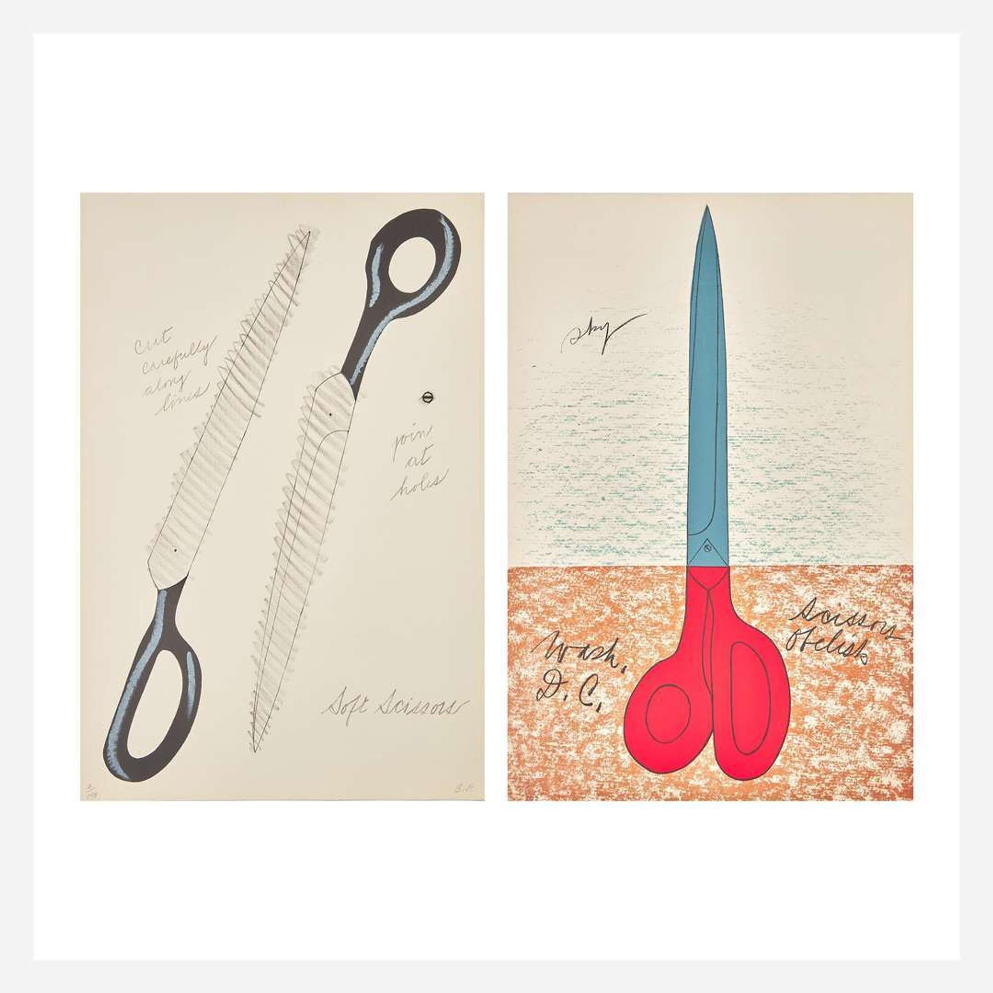 Claes Oldenburg (American, b. 1929) Scissors as Monument and Scissors to Cut Out, from National Collection of Fine Arts Portfolio