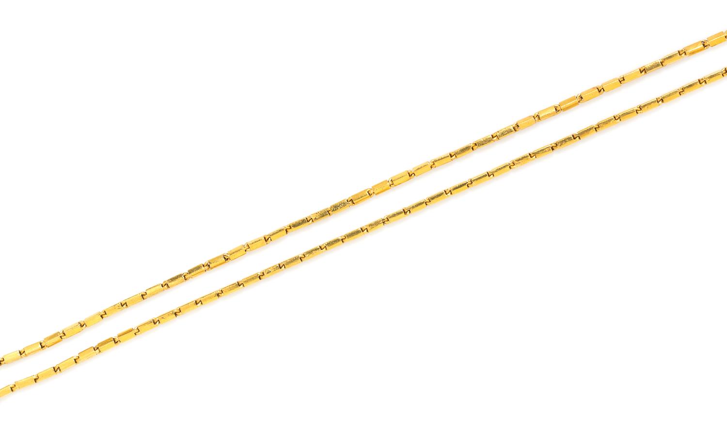 A 22 Karat Yellow Gold Bar Link Chain Necklace, 14.70 dwts.