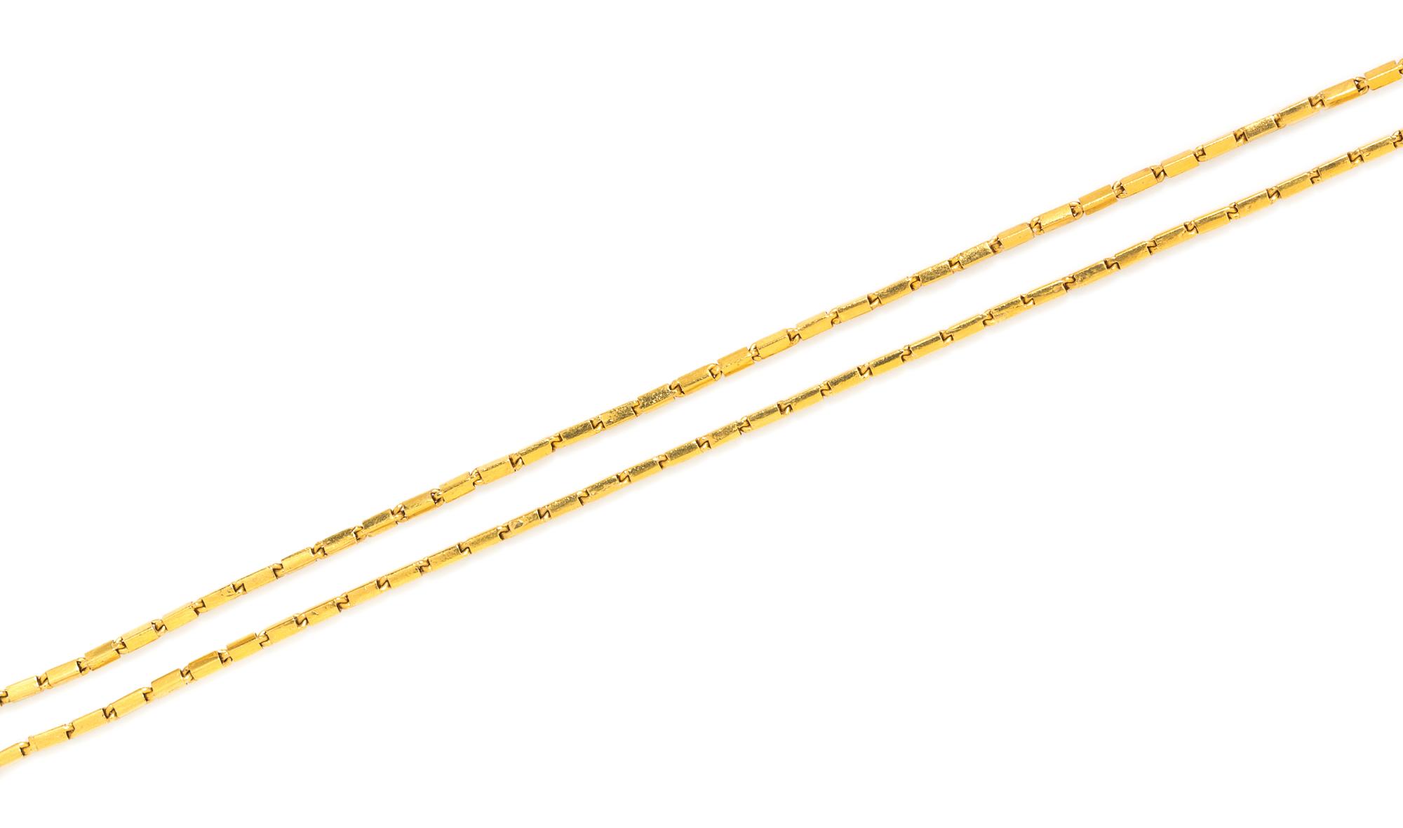 A 22 Karat Yellow Gold Bar Link Chain Necklace, 14.70 dwts.
