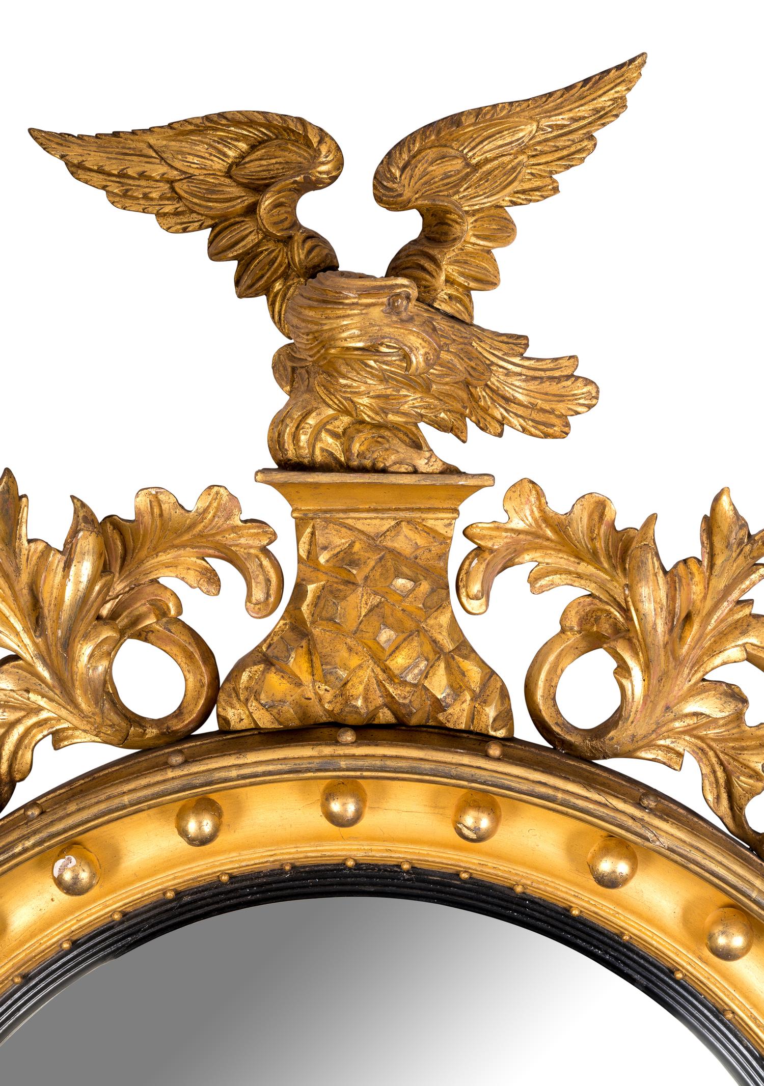 A Regency Giltwood Convex Mirror