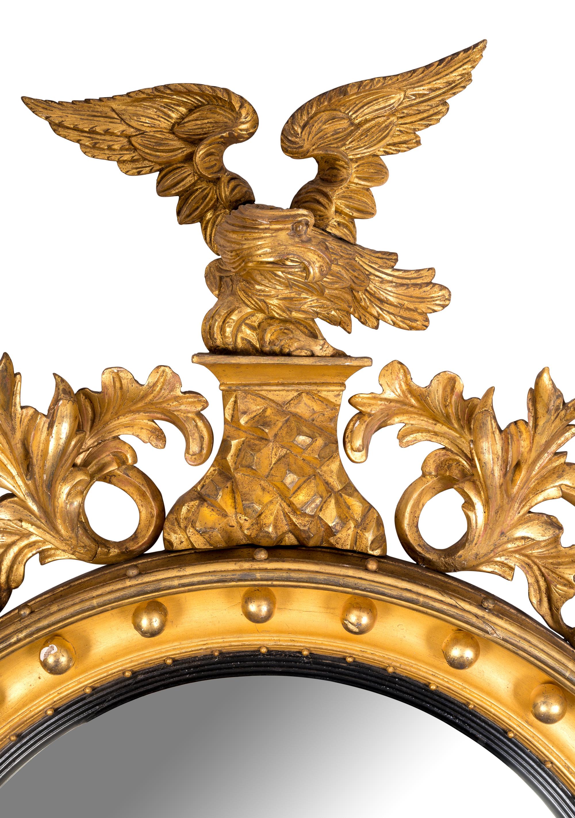 A Regency Giltwood Convex Mirror