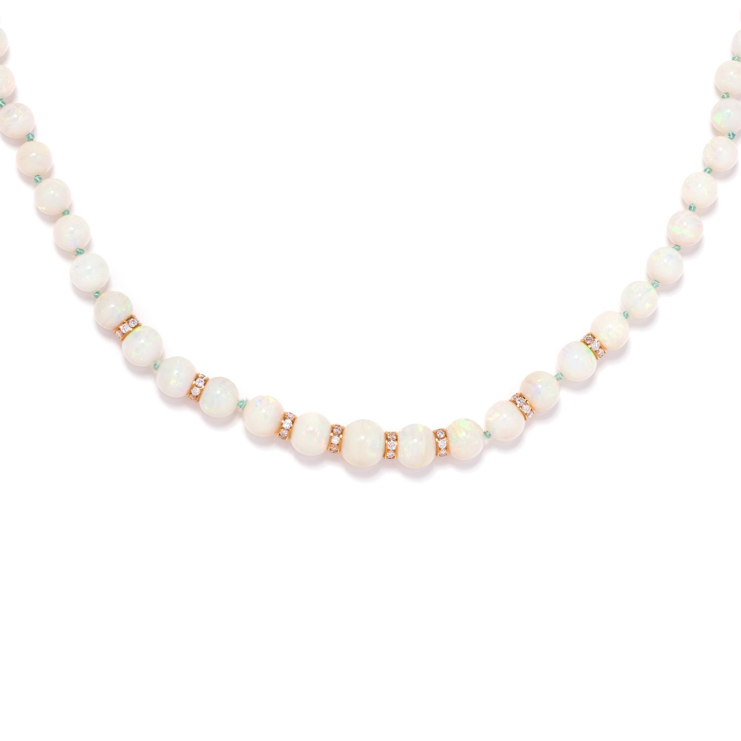 OPAL AND DIAMOND BEAD NECKLACE