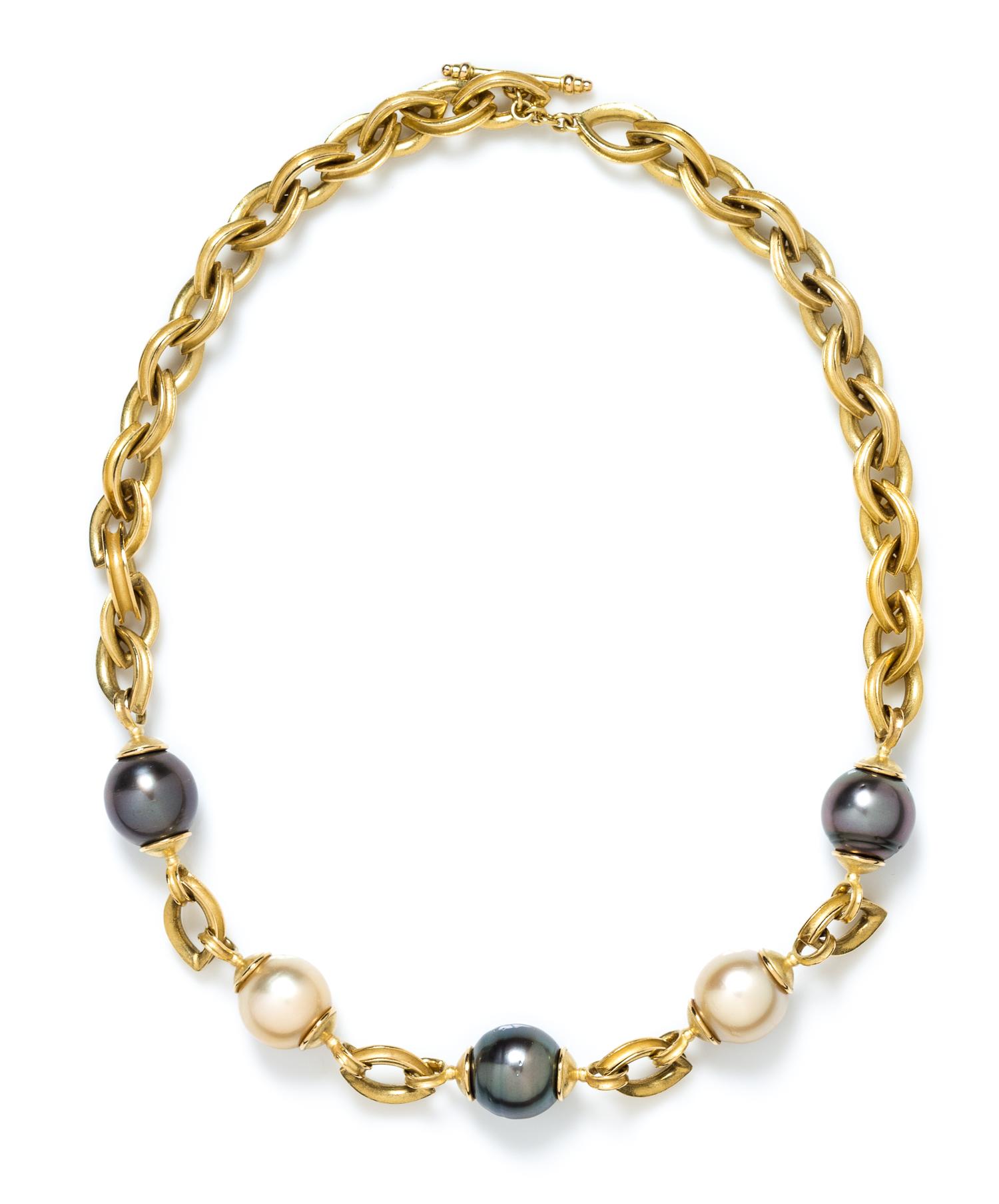 An 18 Karat Yellow Gold and Cultured Pearl Necklace, Barbara Heinrich, 57.50 dwts.