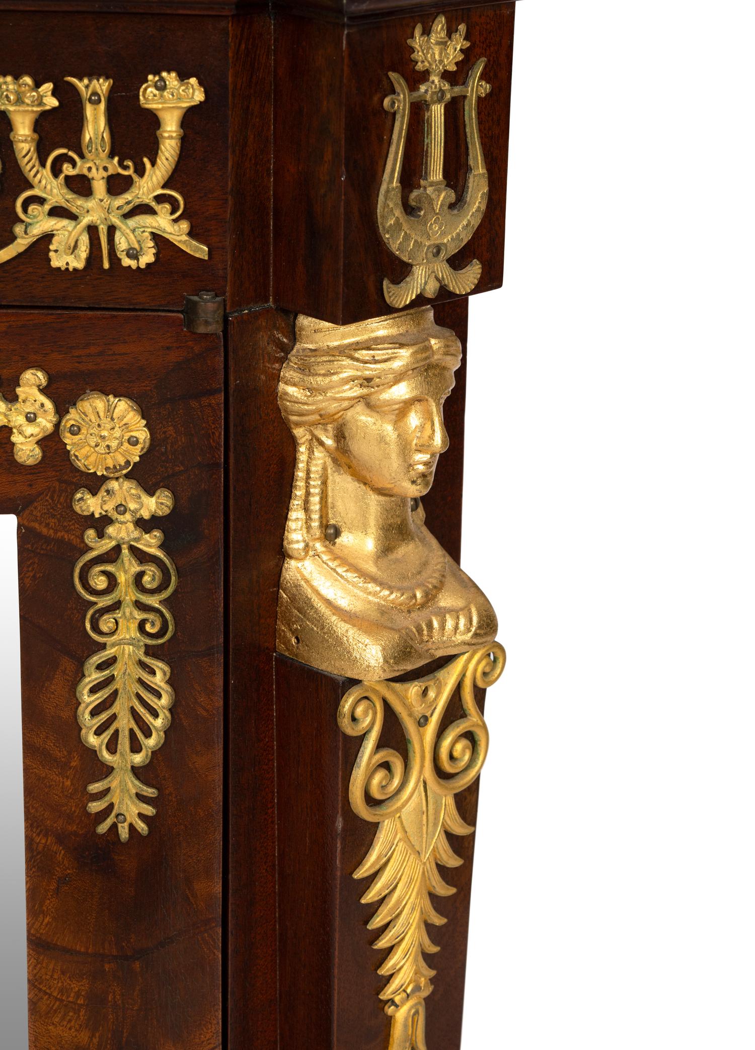 An Empire Style Gilt Bronze Mounted Corner Cabinet