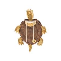 SEAMAN SCHEPPS, WOOD AND CORAL TURTLE BROOCH