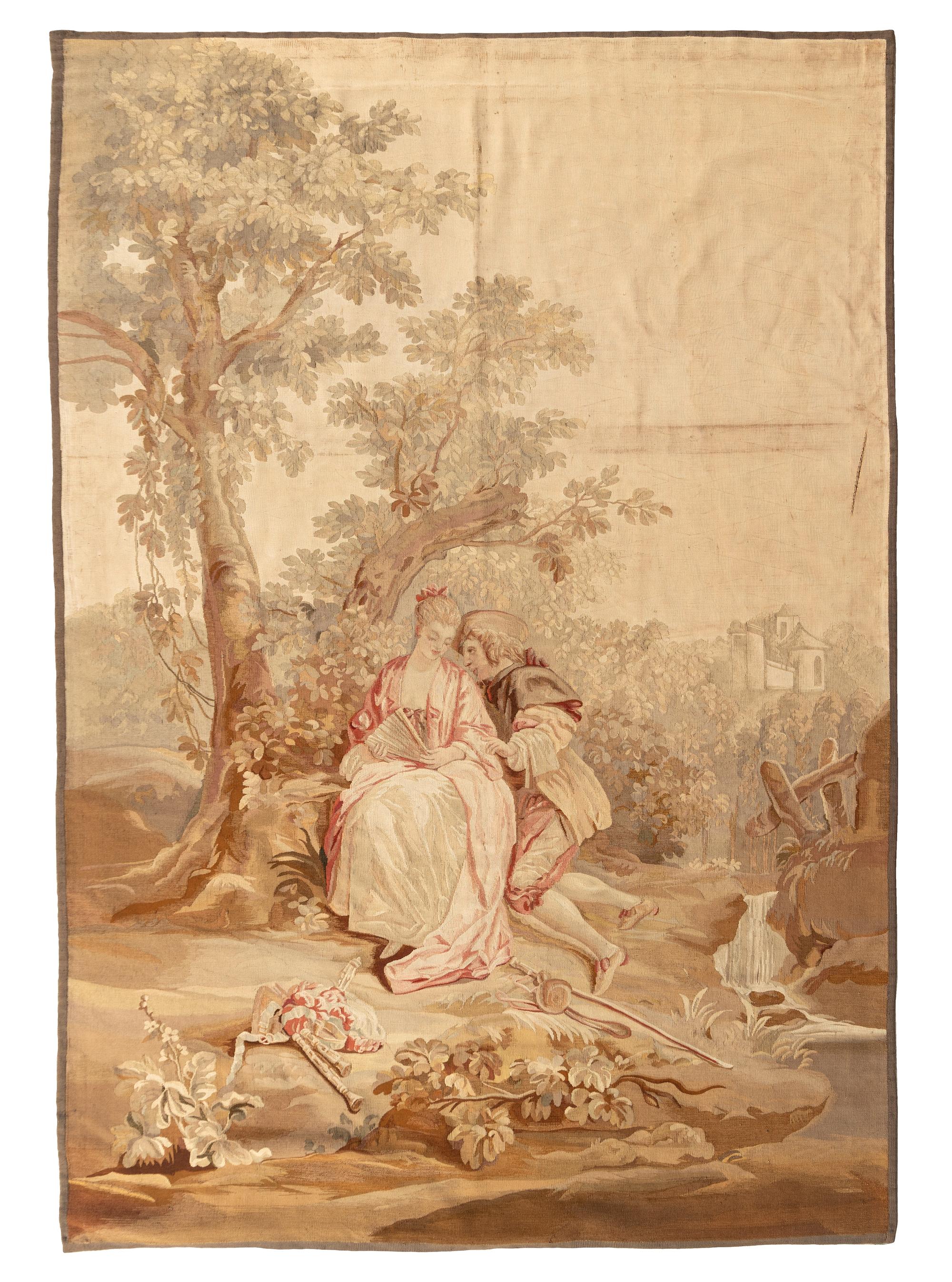 A Pair of Aubusson Wool Tapestries
