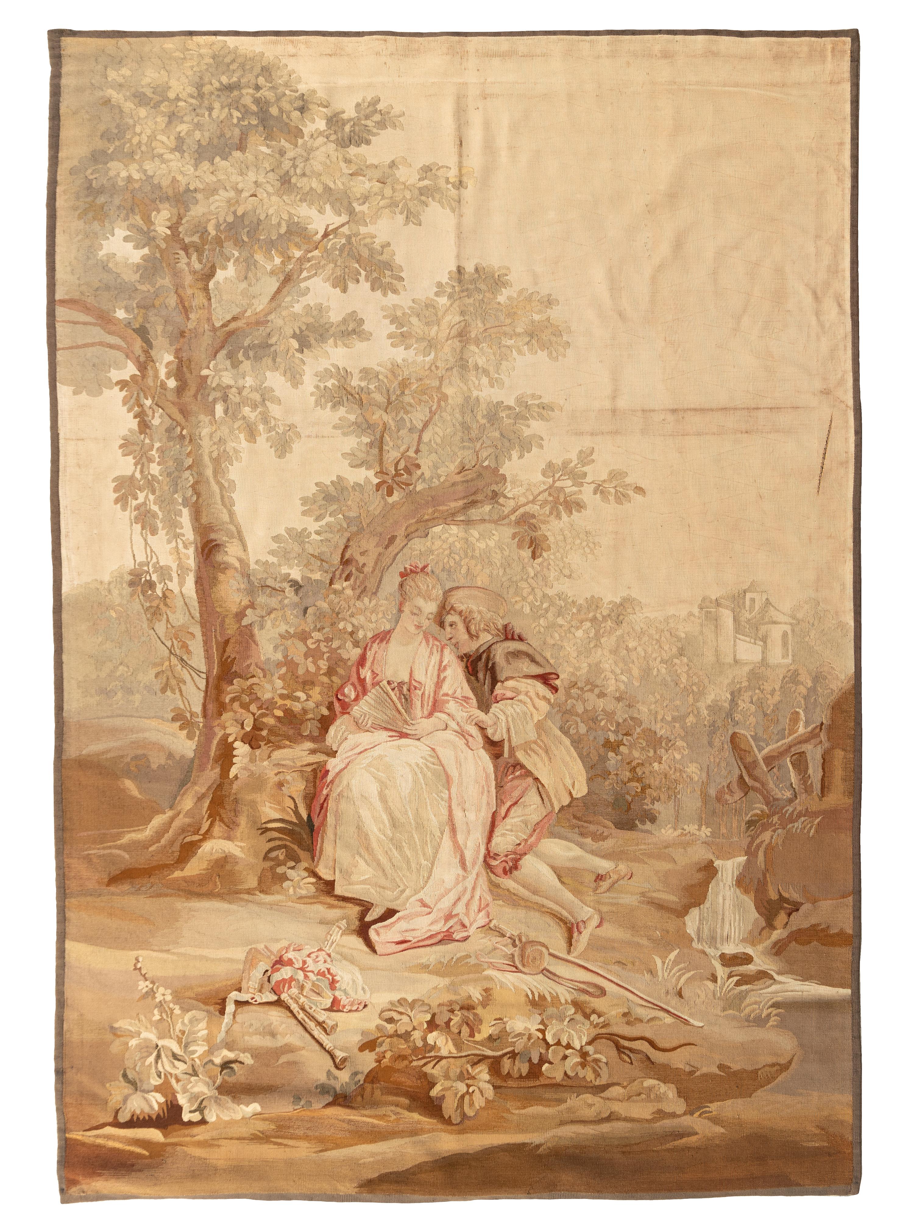 A Pair of Aubusson Wool Tapestries