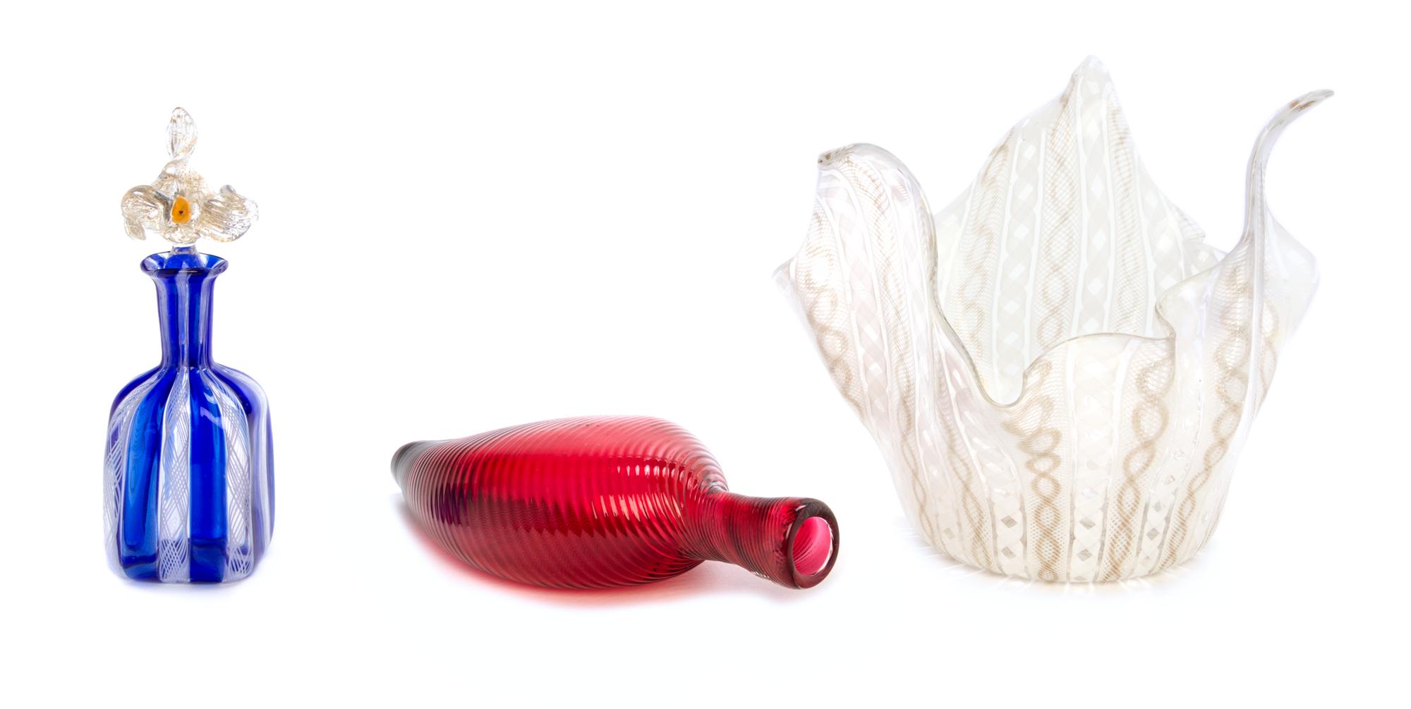 A Group of Italian Glass Articles Height of bowl 6 3/4 inches. — 19TH/20TH CENTURY