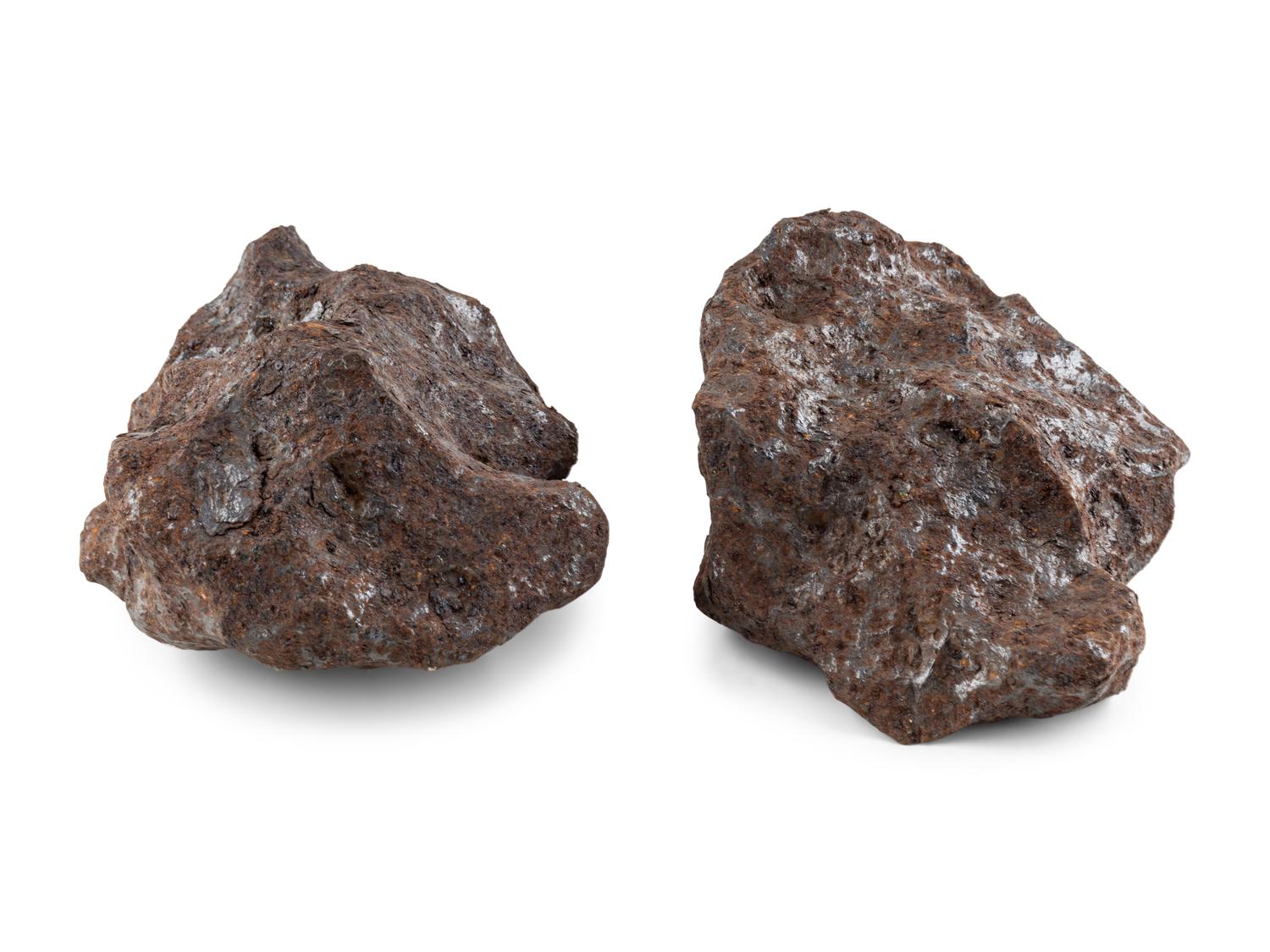 Two Large Octahedrite Meteorite Fragments