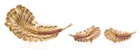 A Retro Yellow Gold and Ruby Demi Parure, Tiffany & Co., 8.70 dwts.