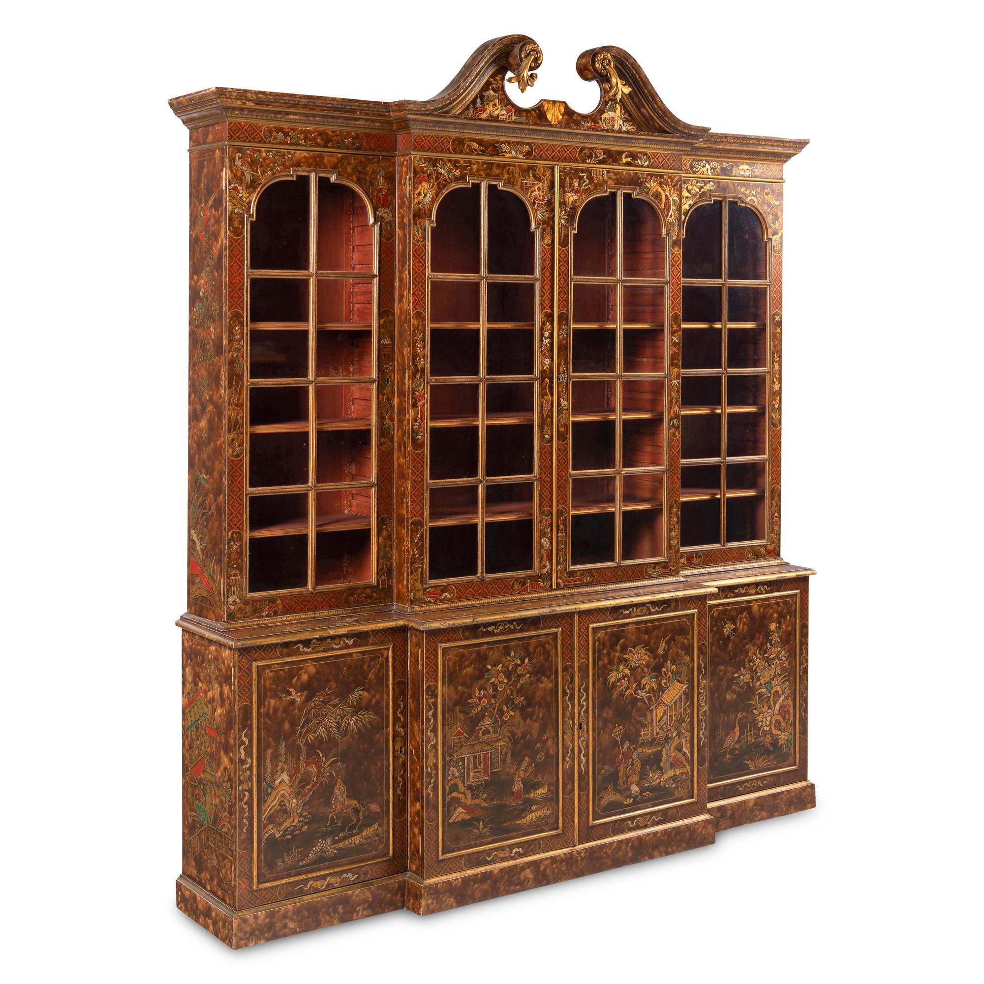 A George II Style Japanned Breakfront Bookcase