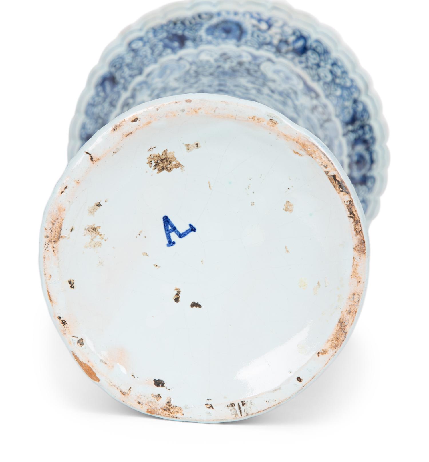 A Pair of Dutch Delft Trumpet-Form Fluted Vases — 19TH/20TH CENTURY
