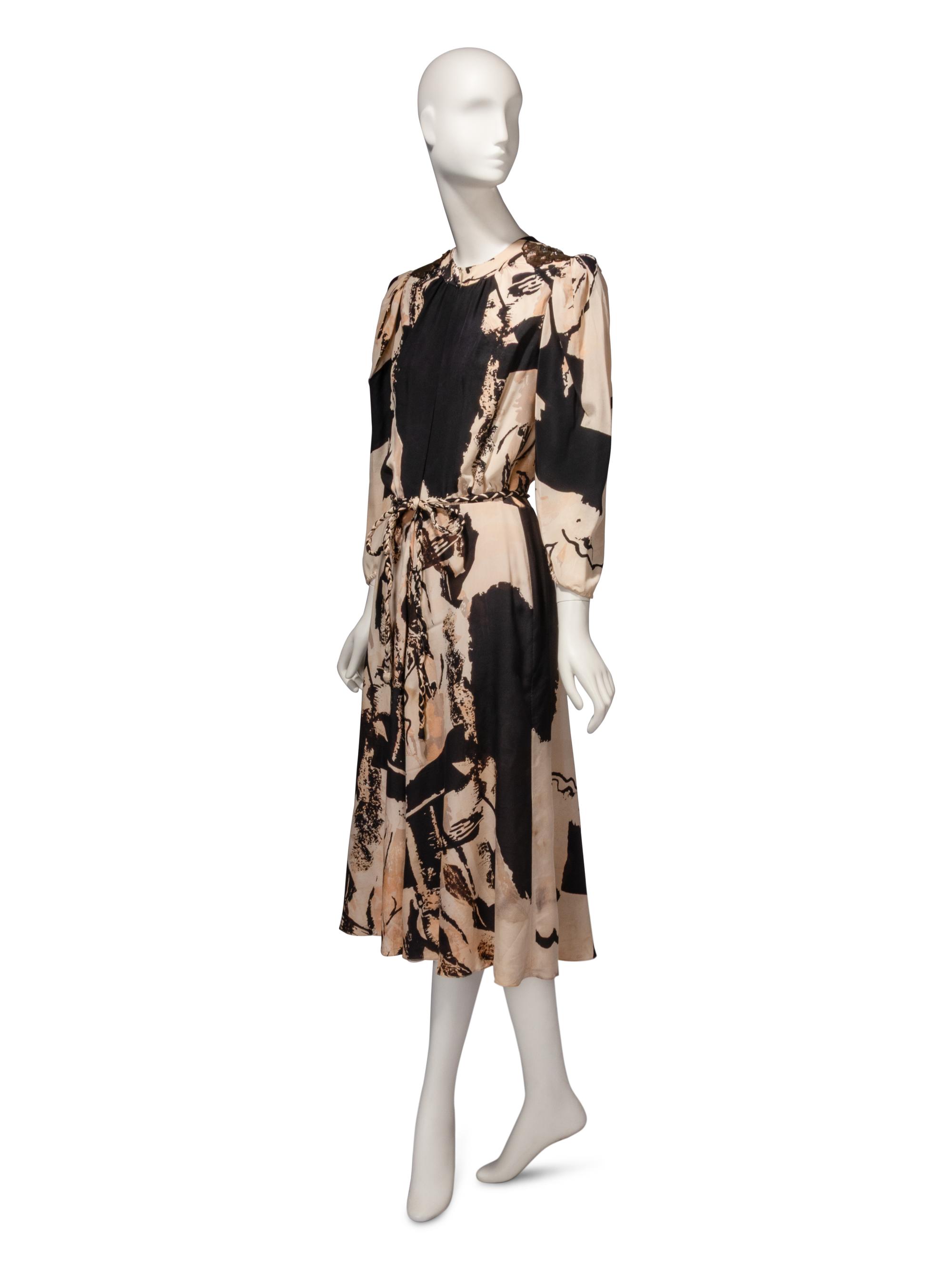 Thea Porter, Abstract Printed Silk Dress
