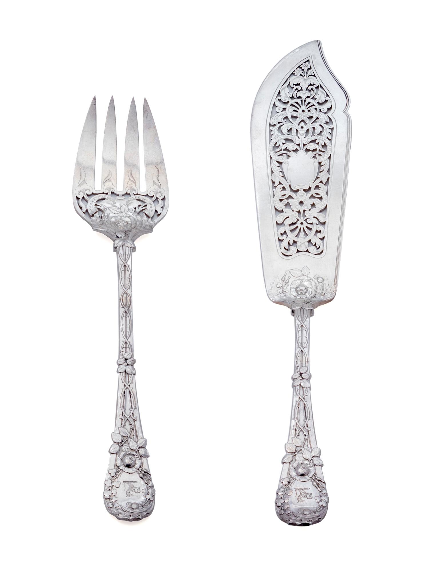 An English Silver Presentation Fish Set — Francis Higgins, London, 1861