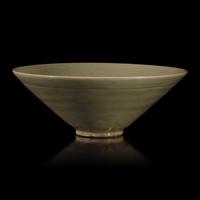 A Chinese Green Glazed Conical Bowl — 青釉斗笠碗