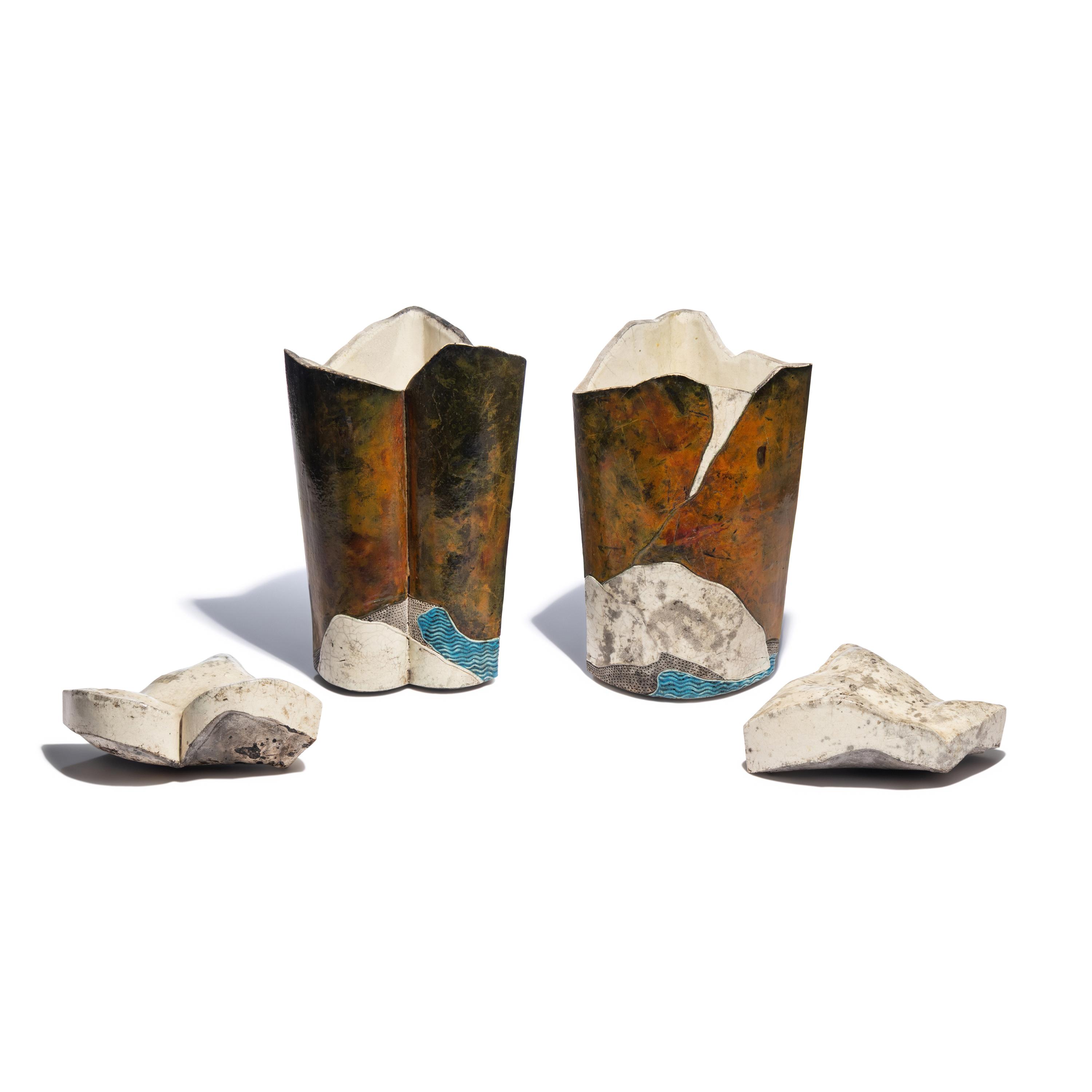 Wayne Higby (American, b. 1943) — Pair of Vessels from the Landscape Series
