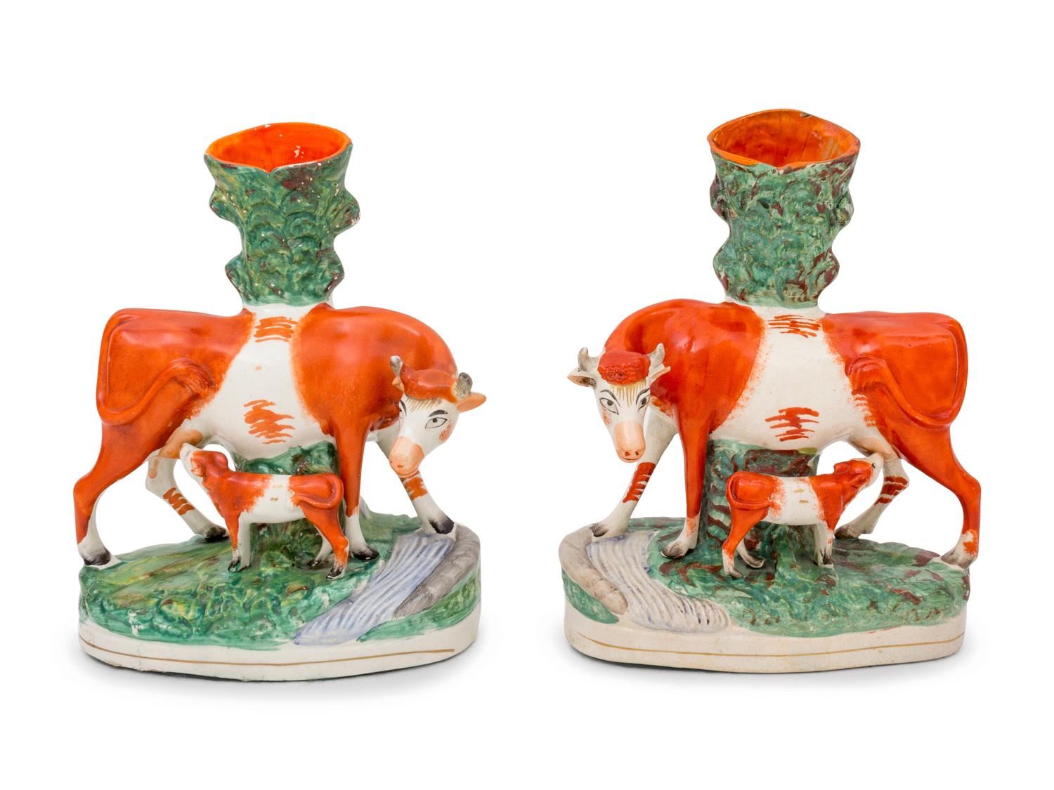 A Pair of Staffordshire Spill Vases — 19TH CENTURY