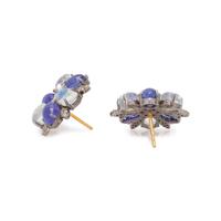 TANZANITE, MOONSTONE AND DIAMOND EARRINGS