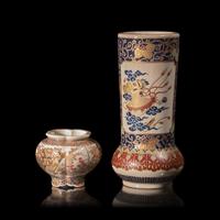 Two Japanese Gosu Blue-Decorated Satsuma Type Vases, Late Edo to Meiji Period