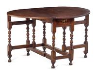 A William and Mary Carved and Turned Oak Gate-Leg Table
