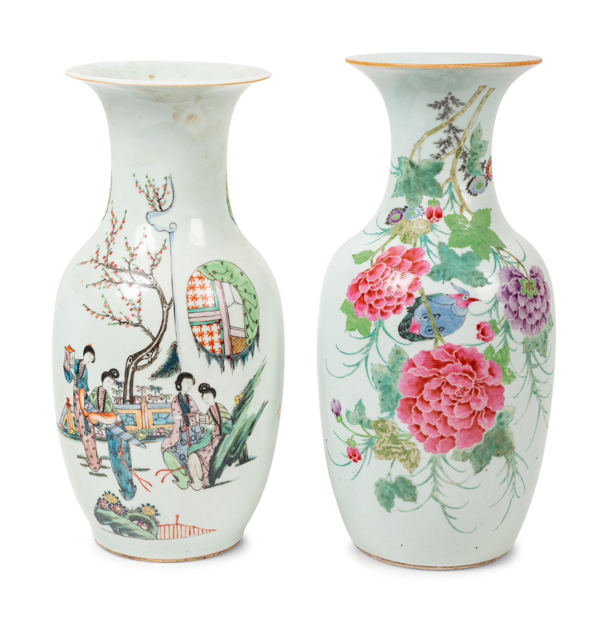 Two Large Chinese Famille Rose Porcelain Vases