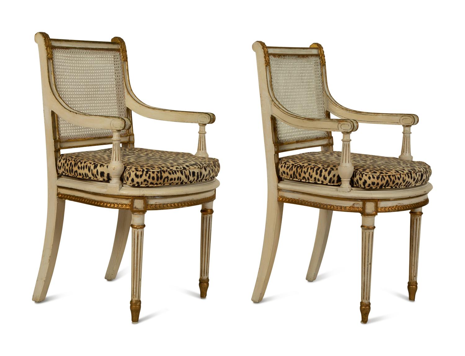 A Pair of Painted Neoclassical Style Bergeres — EARLY 20TH CENTURY