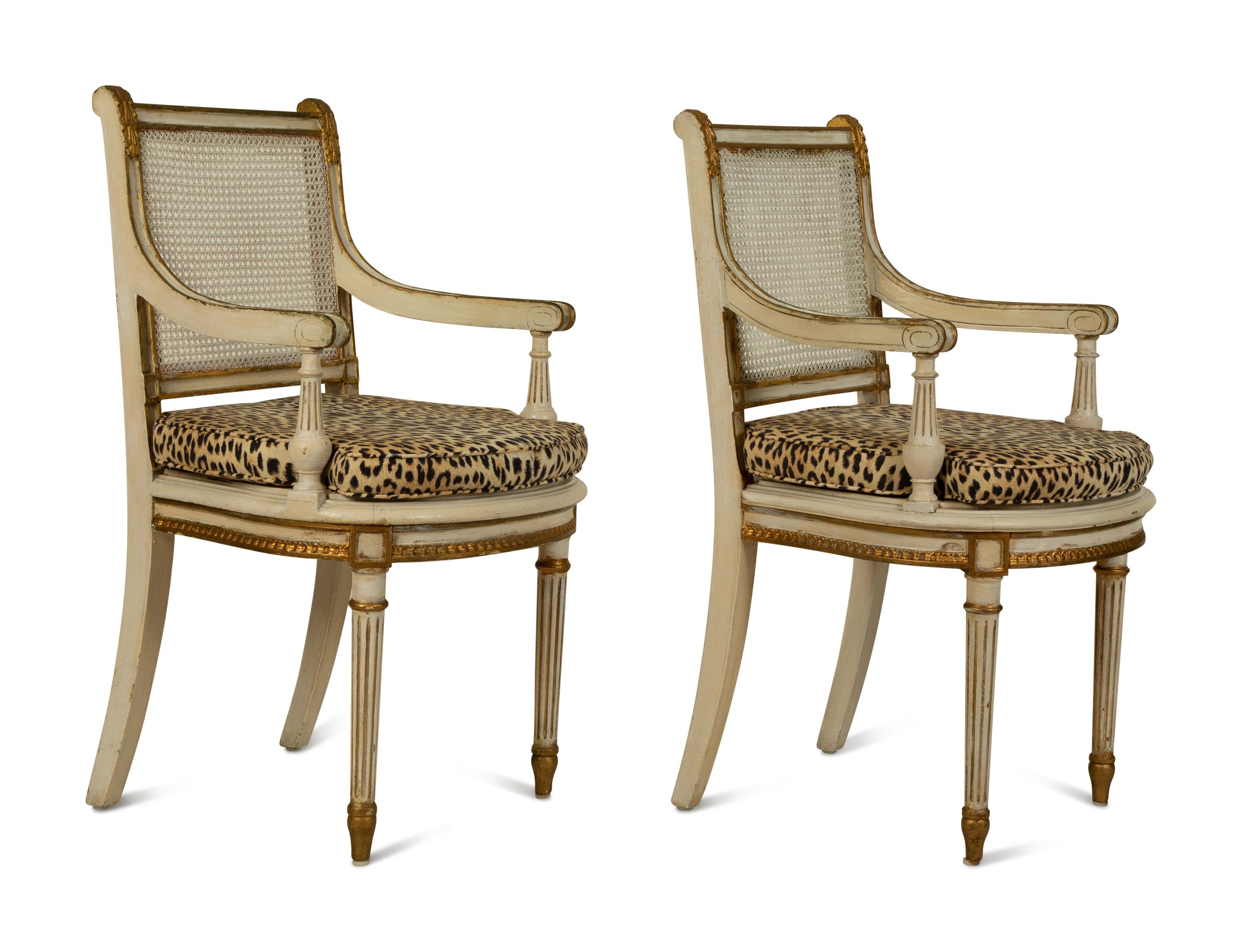 A Pair of Painted Neoclassical Style Bergeres — EARLY 20TH CENTURY