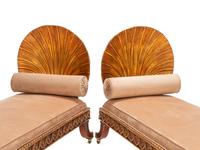 A Pair of Neoclassical Style Painted and Parcel Gilt Daybeds
