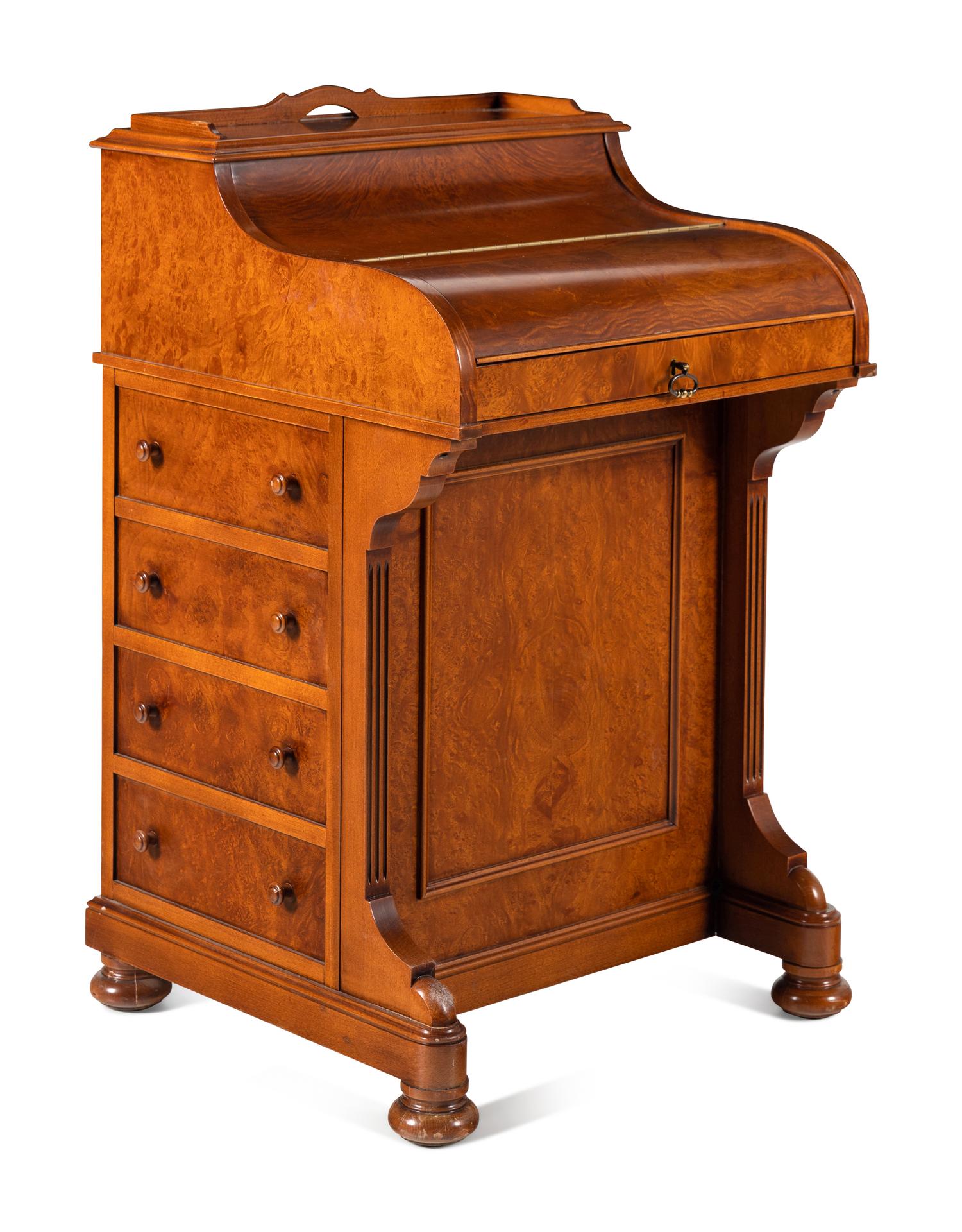 An American Burr Walnut Davenport Desk