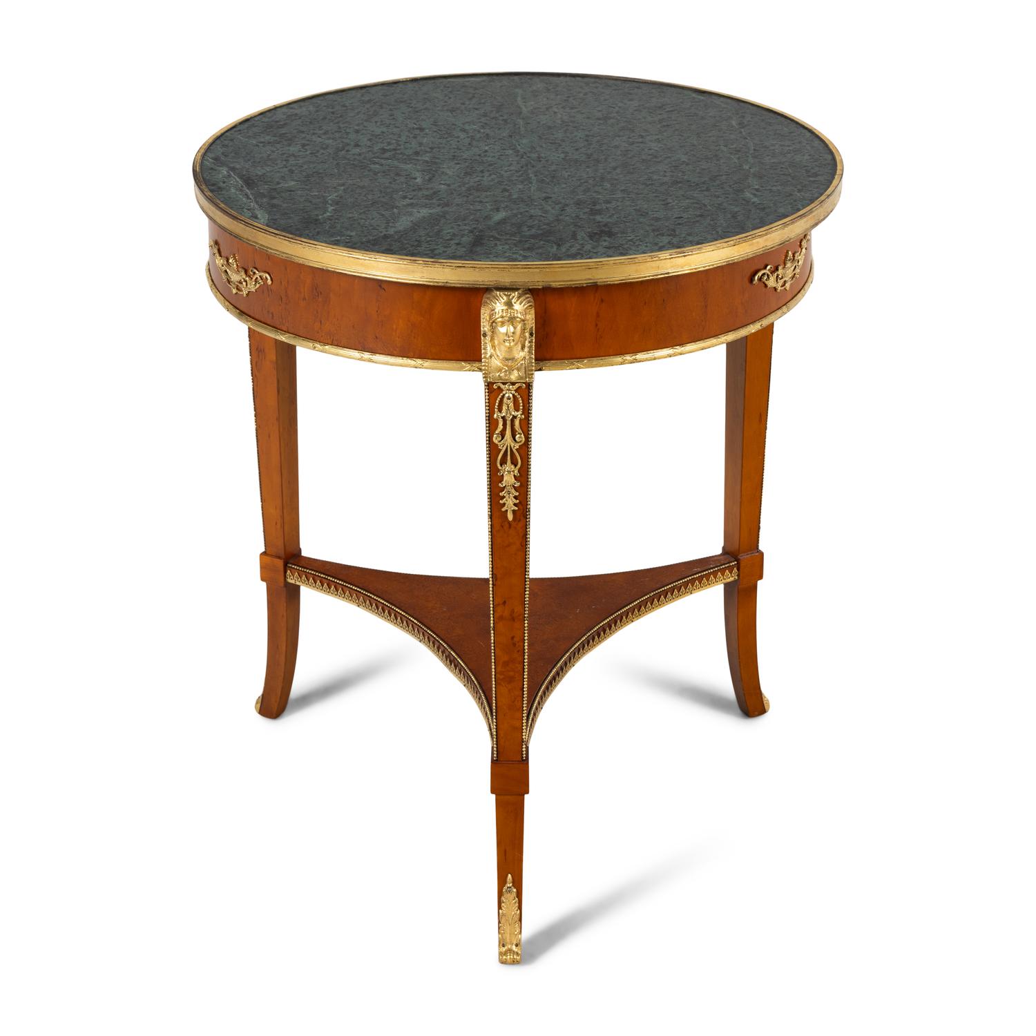 An Empire Style Gilt-Bronze Mounted Marble Top Occasional Table