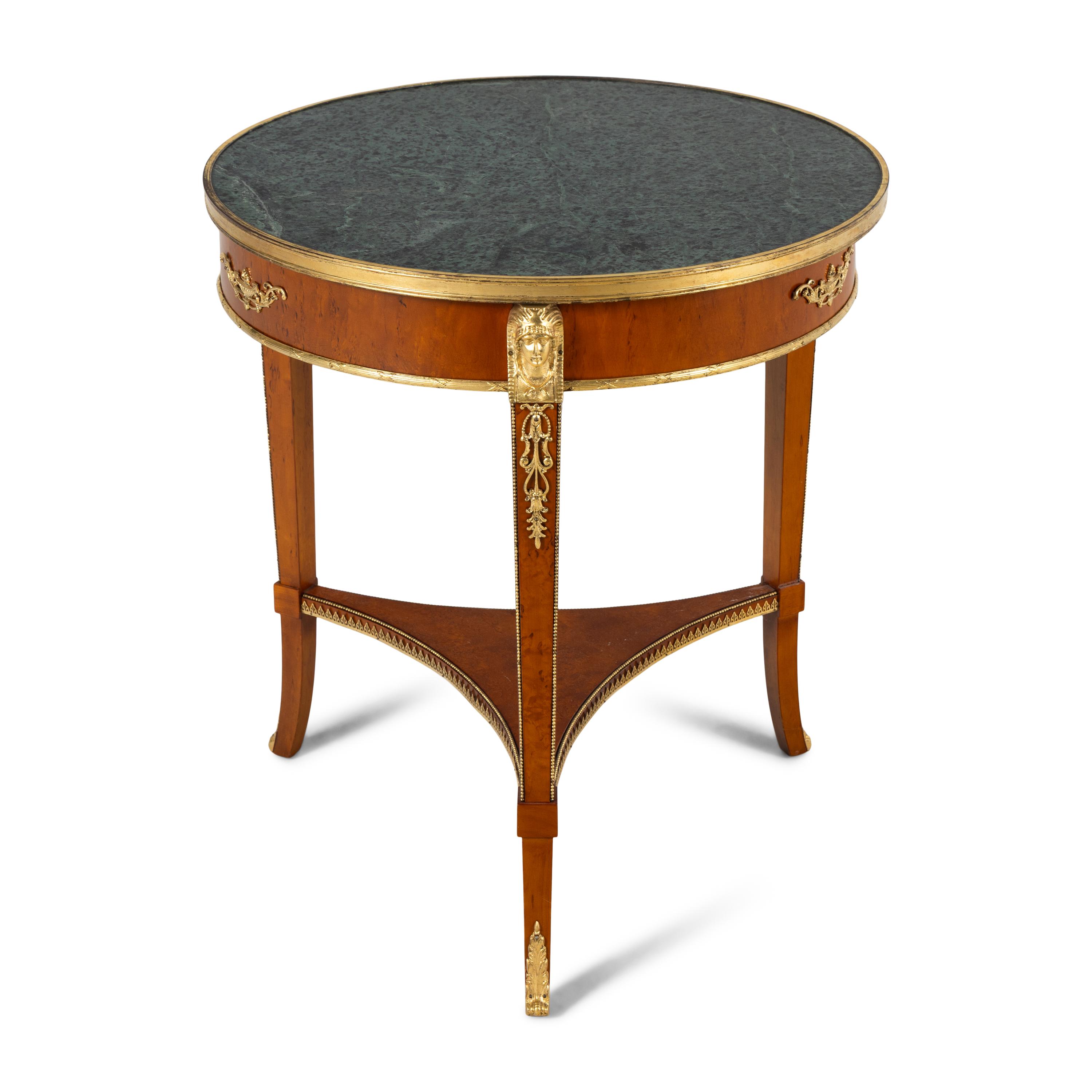 An Empire Style Gilt-Bronze Mounted Marble Top Occasional Table