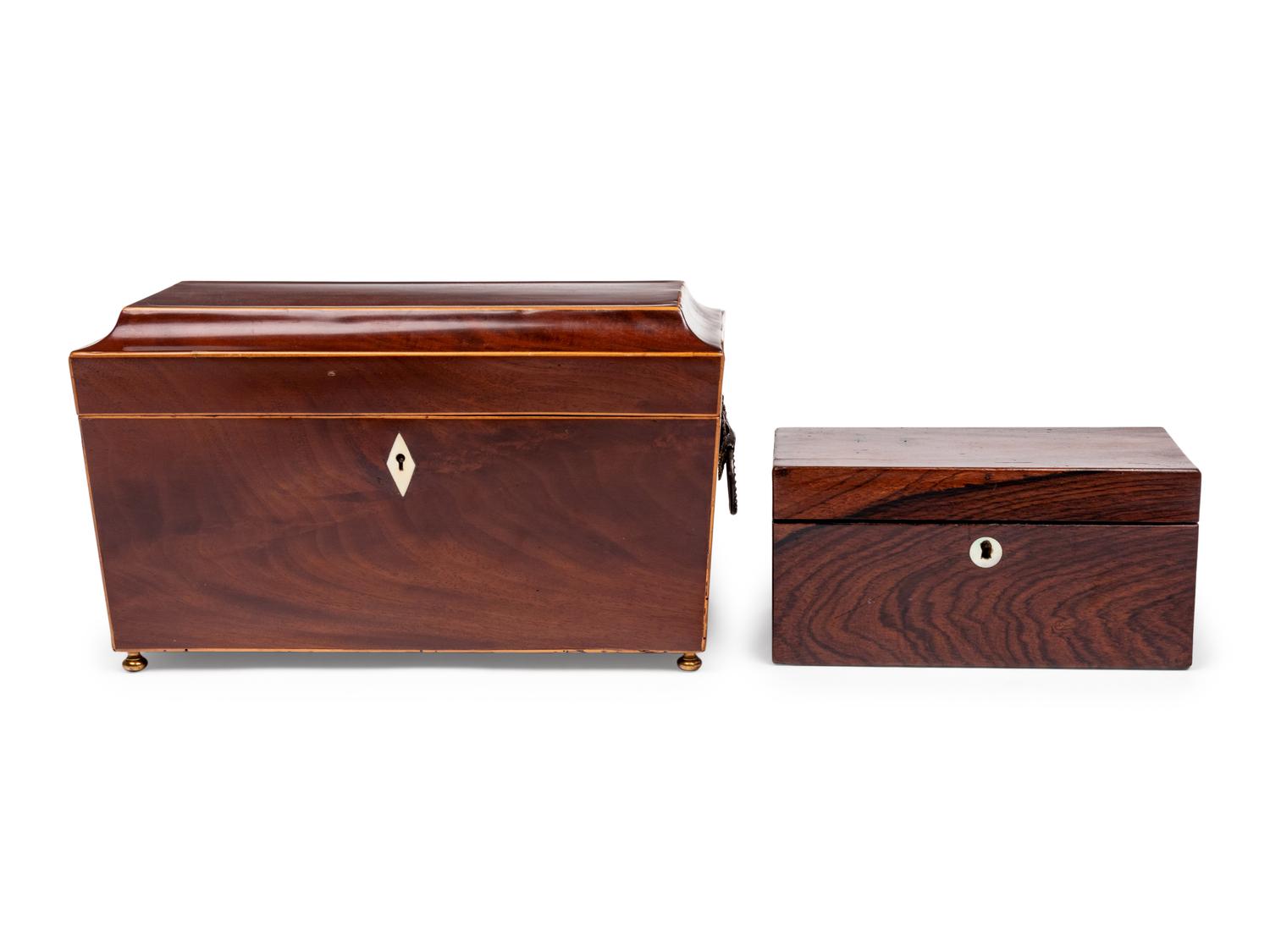 Two George III Mahogany Tea Caddies