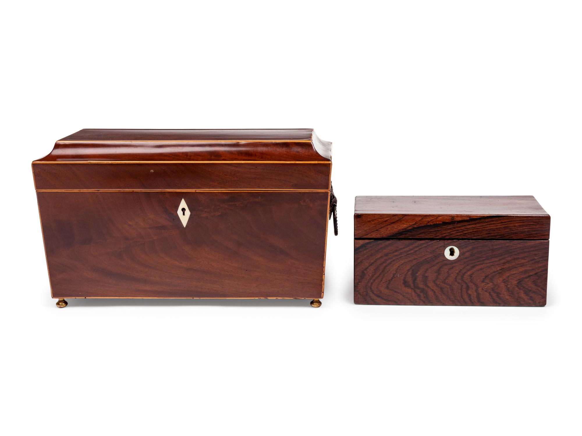 Two George III Mahogany Tea Caddies