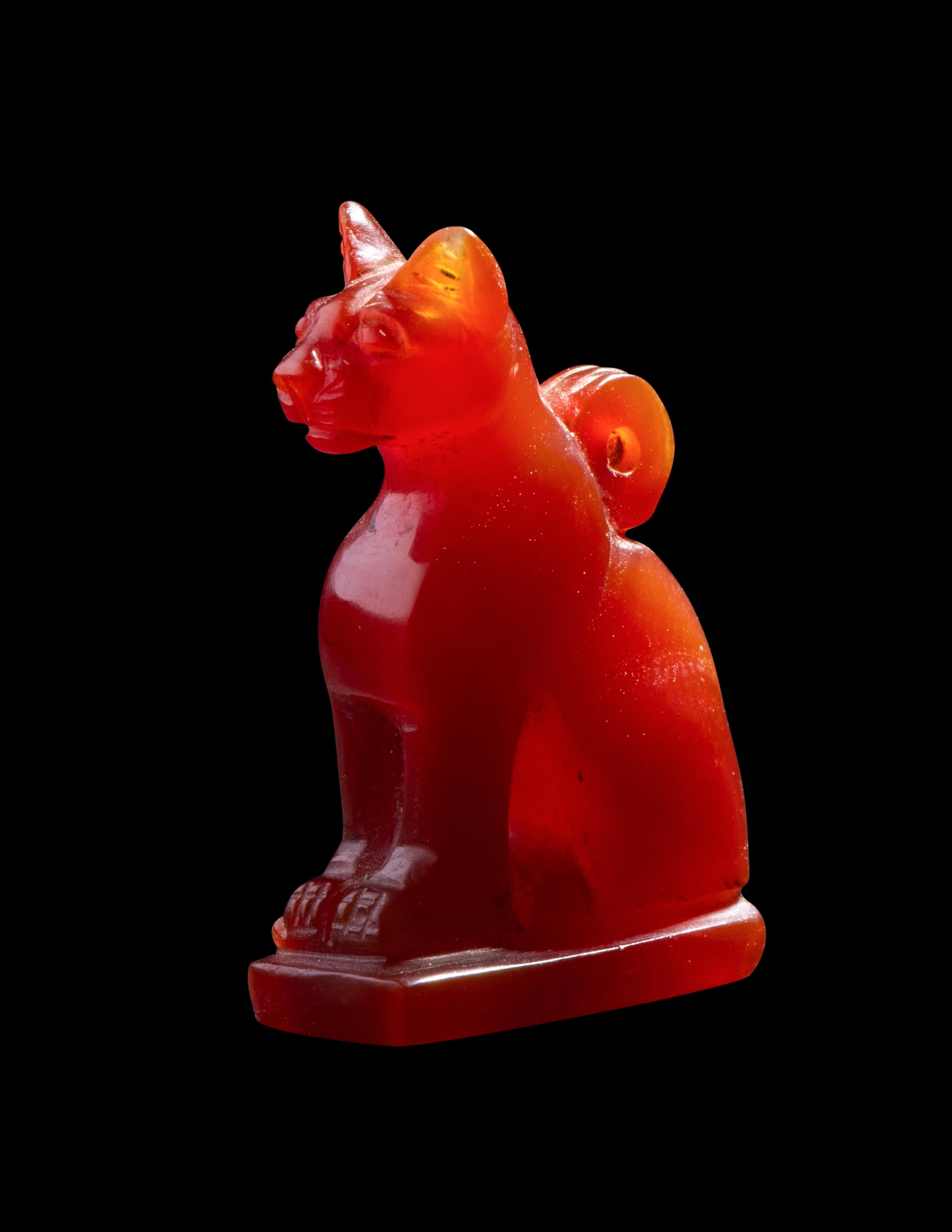 An Egyptian Carnelian Cat Amulet