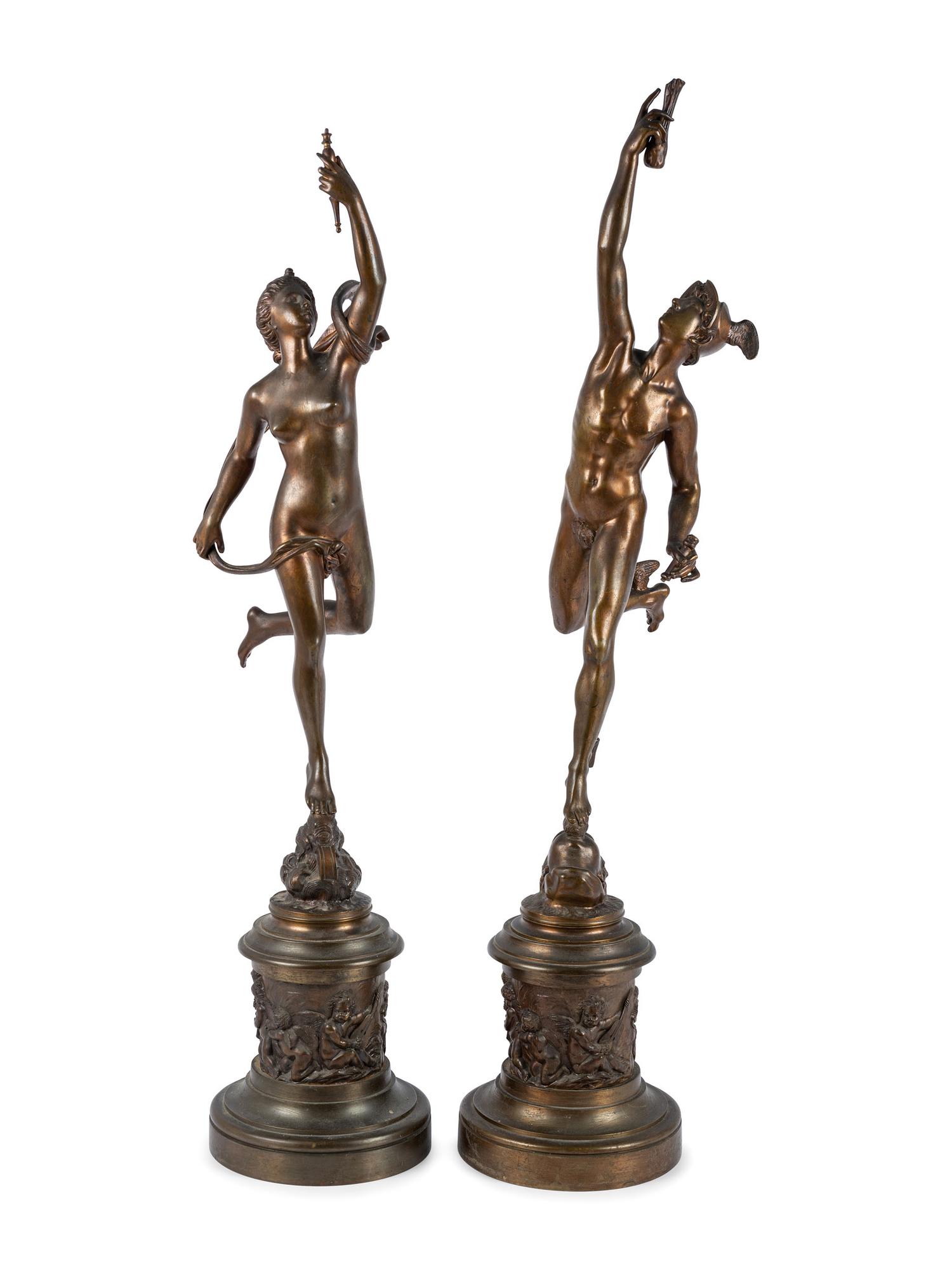 A Pair of Sculptures of Mercury and Psyche