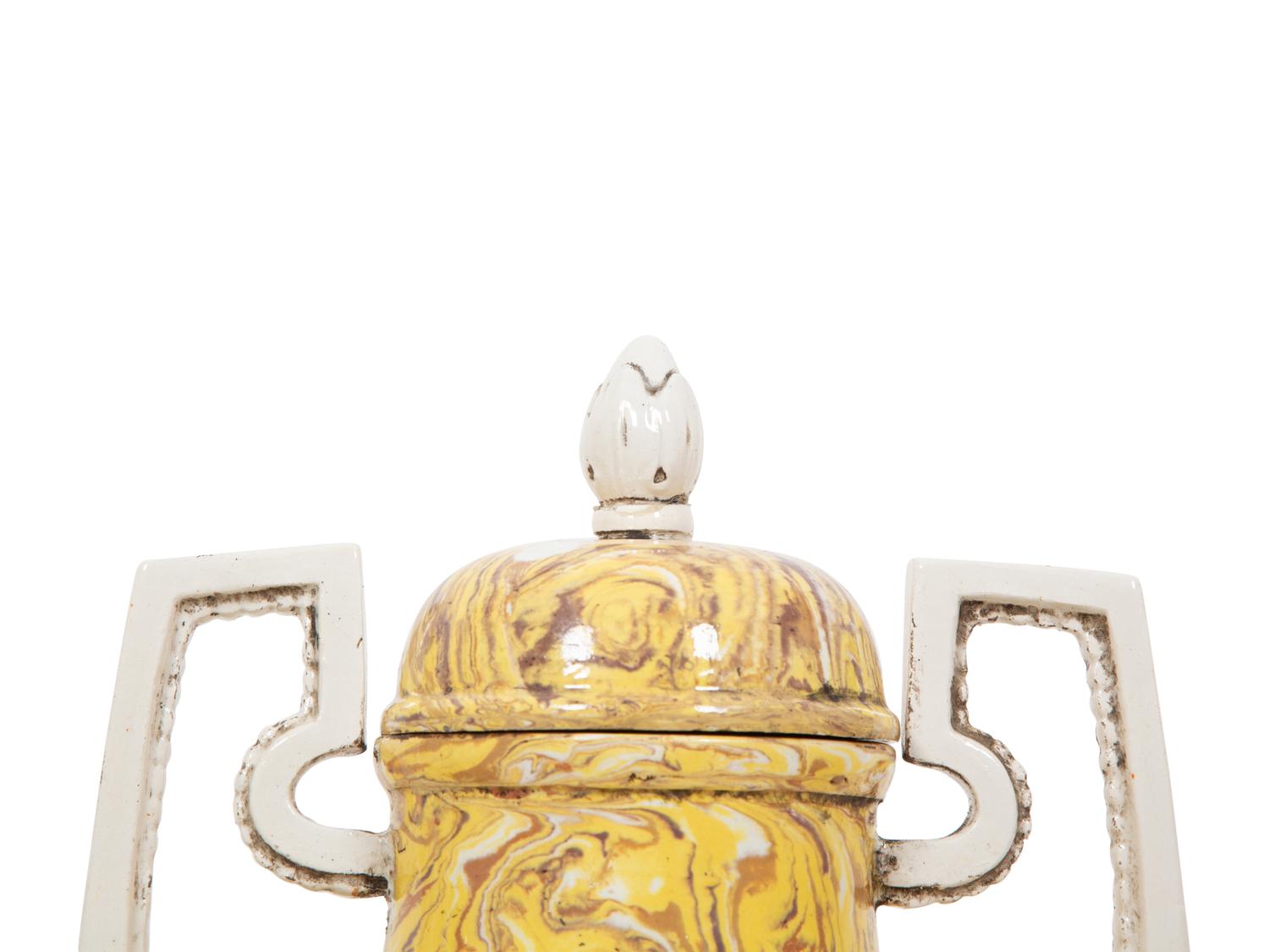 A Pair of Italian Glazed Ceramic Aptware Urns