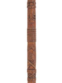 [CIVIL WAR]. GAR folk art carved cane featuring corps badges and patriotic motifs.