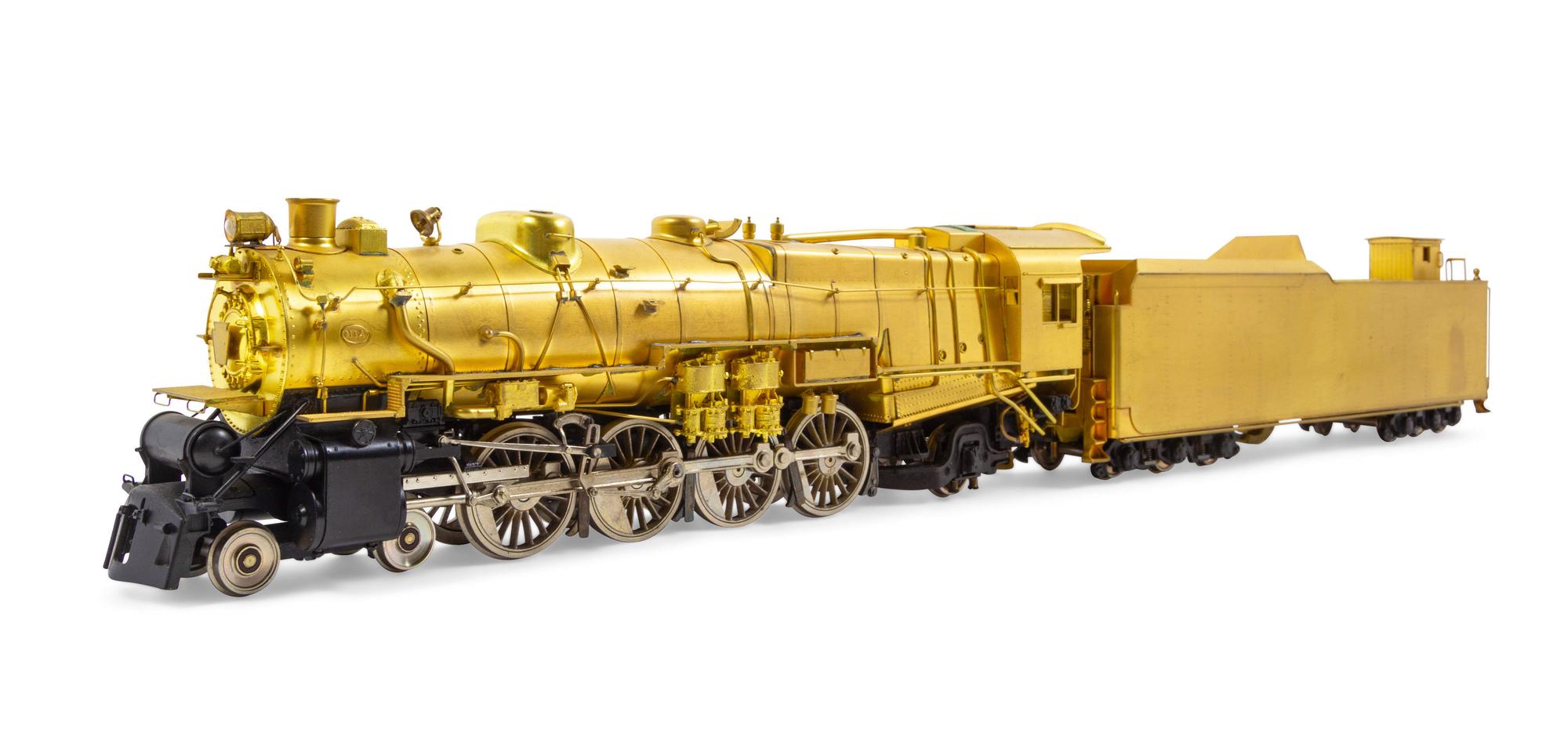 A KTM Brass O-Gauge 4-8-2 Locomotive and Tender