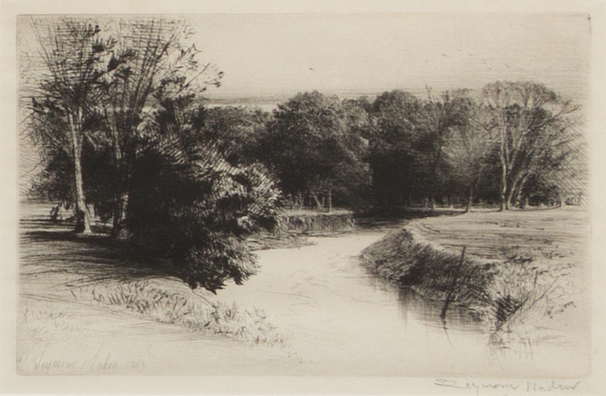 Seymour Haden, (British, 1818-1910), A Sunset in Ireland, Egham Lock, and The Three Sisters (a group of 3 etchings)
