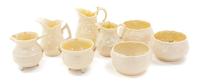 Four Belleek Creamer and Sugar Sets Height of tallest 4 1/8 inches. — THIRD BLACK MARK (1926-1946)