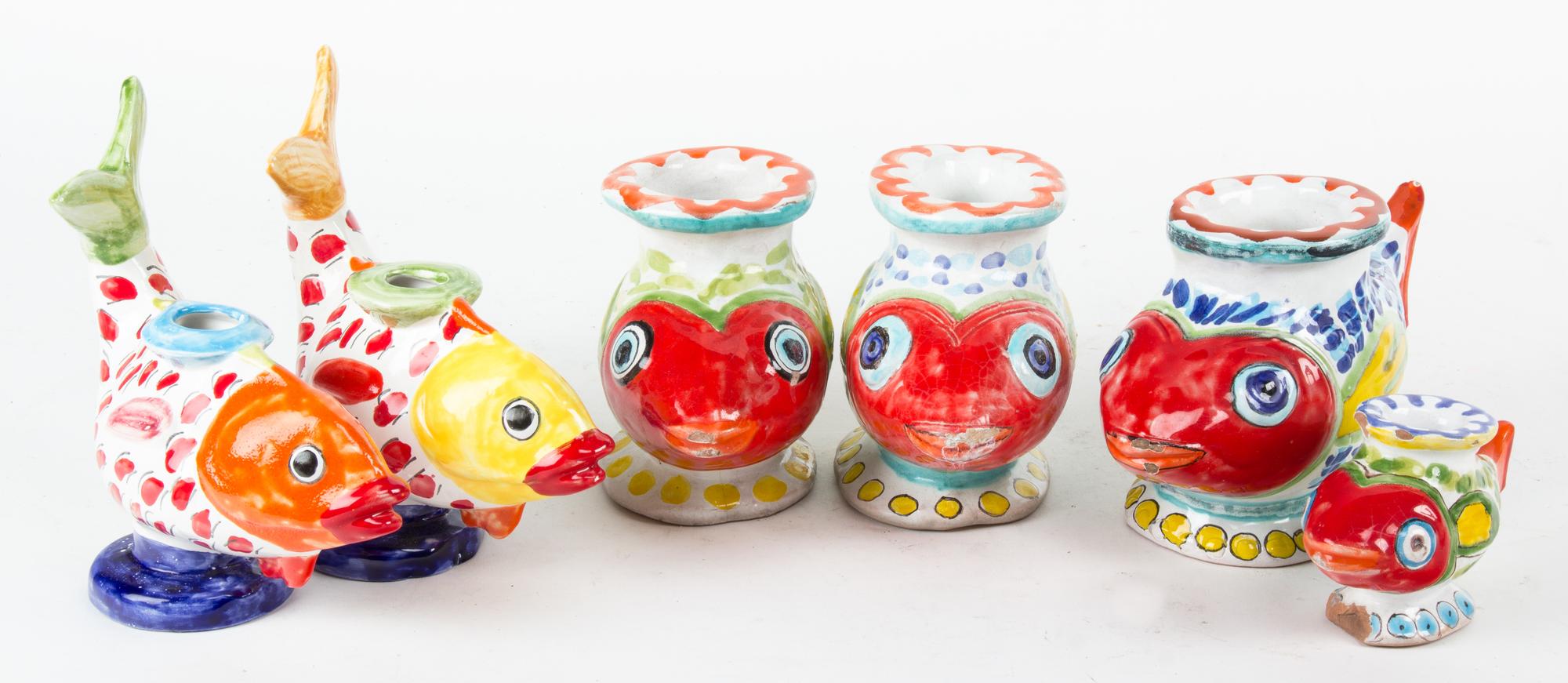 Six Italian Ceramic Fish-form Vases